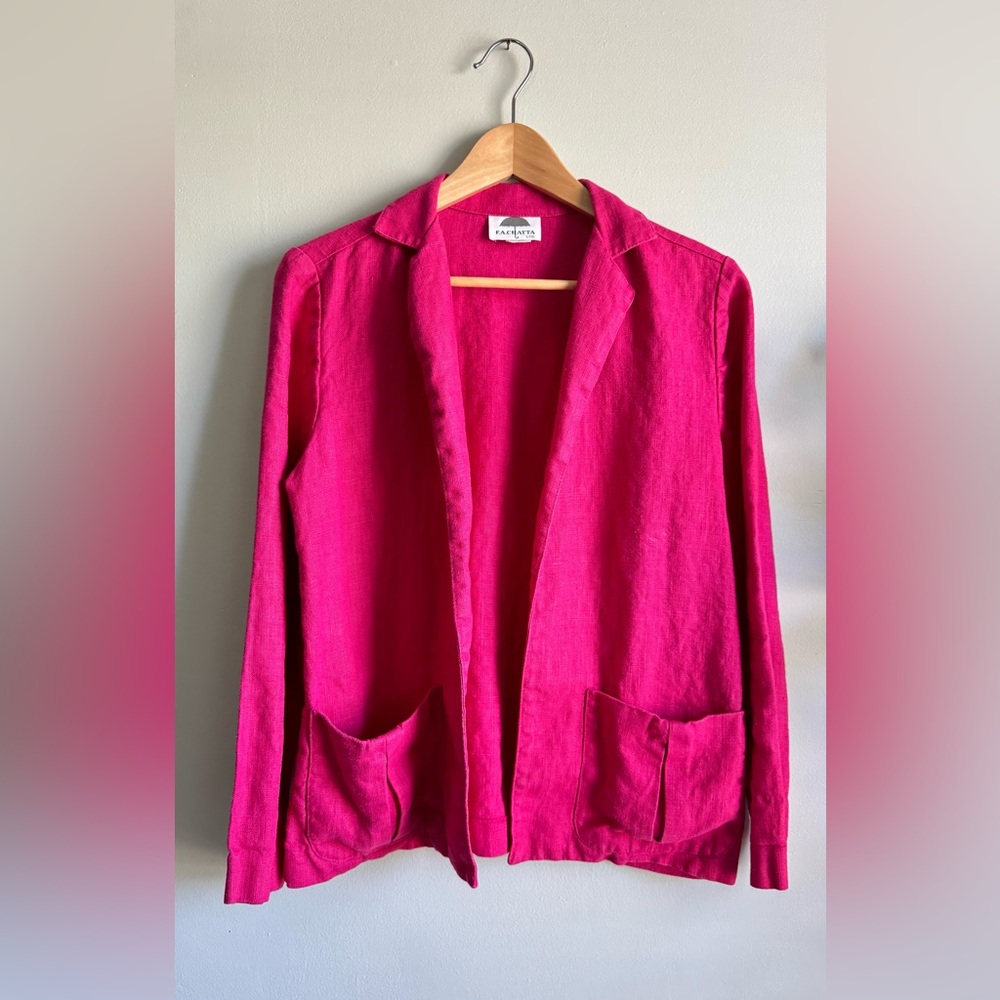 Amazing VTG 100% Linen Barbie Pink Sz M Blazer PTP 20” Lightweight